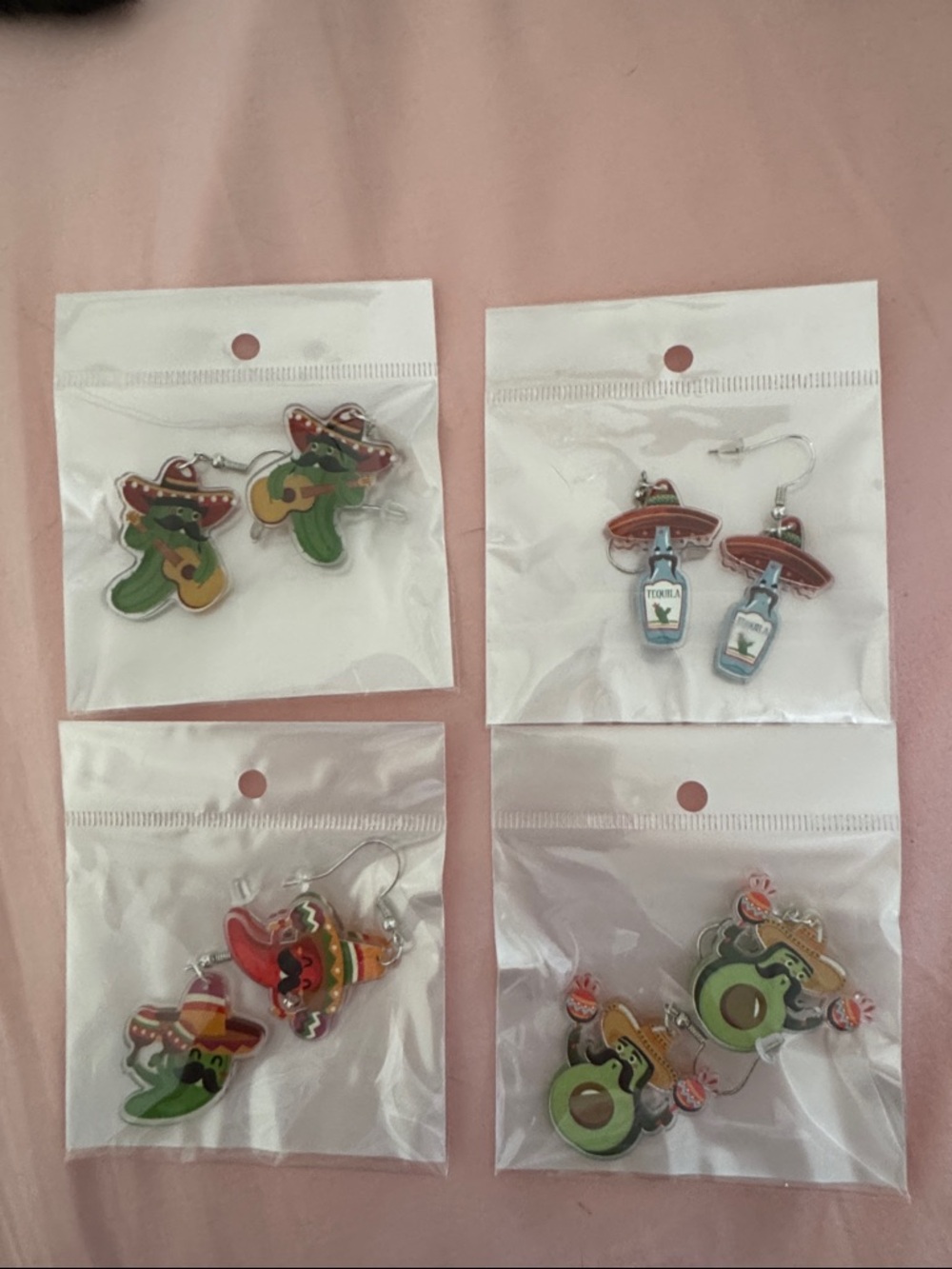 Fiesta/Cinco de Mayo Charm Earrings 4 pairs